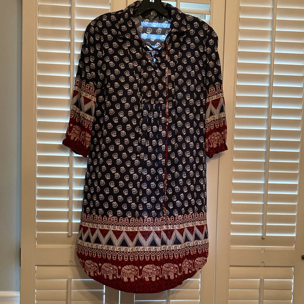 Bohemian Patterned Tunic Dress - Size Medium Mlle Gabrielle